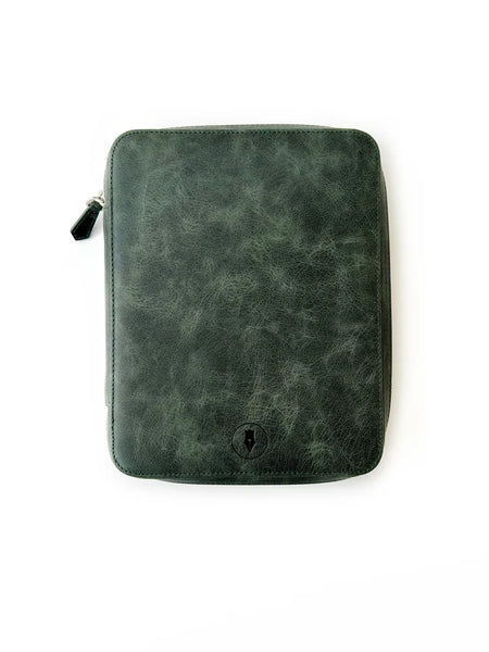 Eng Leather Co. - 9 Slot Leather Pen Case Patina Copper Green - Papier Plume
