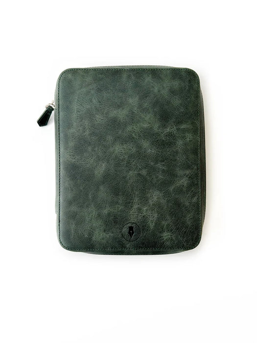 Eng Leather Co. - 9 Slot Leather Pen Case Patina Copper Green - Papier Plume