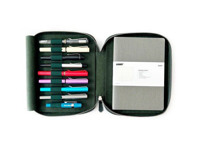 Eng Leather Co. - 9 Slot Leather Pen Case Patina Copper Green - Papier Plume