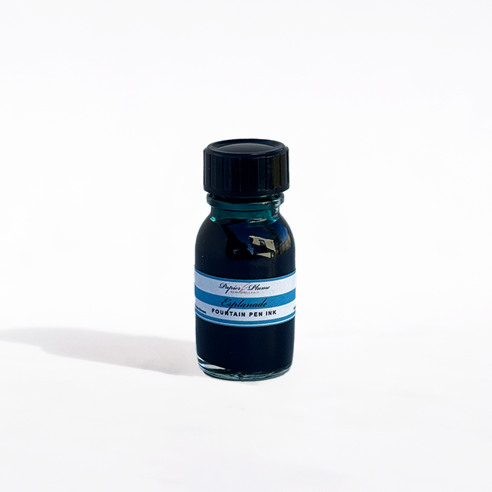 Papier Plume fountain pen ink set of 12 bottles, 15ml each, with colorful ink in glass bottles, ideal for writing and calligraphy.
