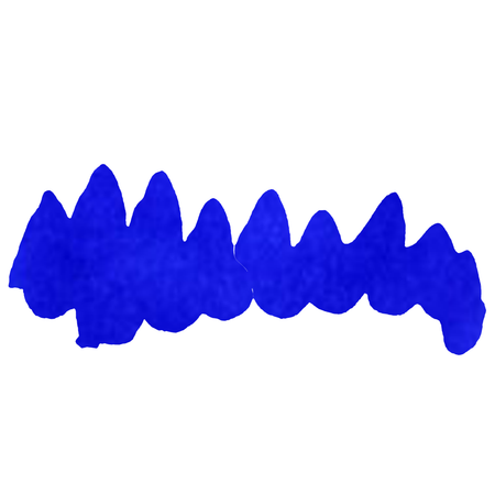 Papier Plume fountain pen ink in Forget-Me-Not Blue, vibrant blue ink bottle with ink swatch and label.