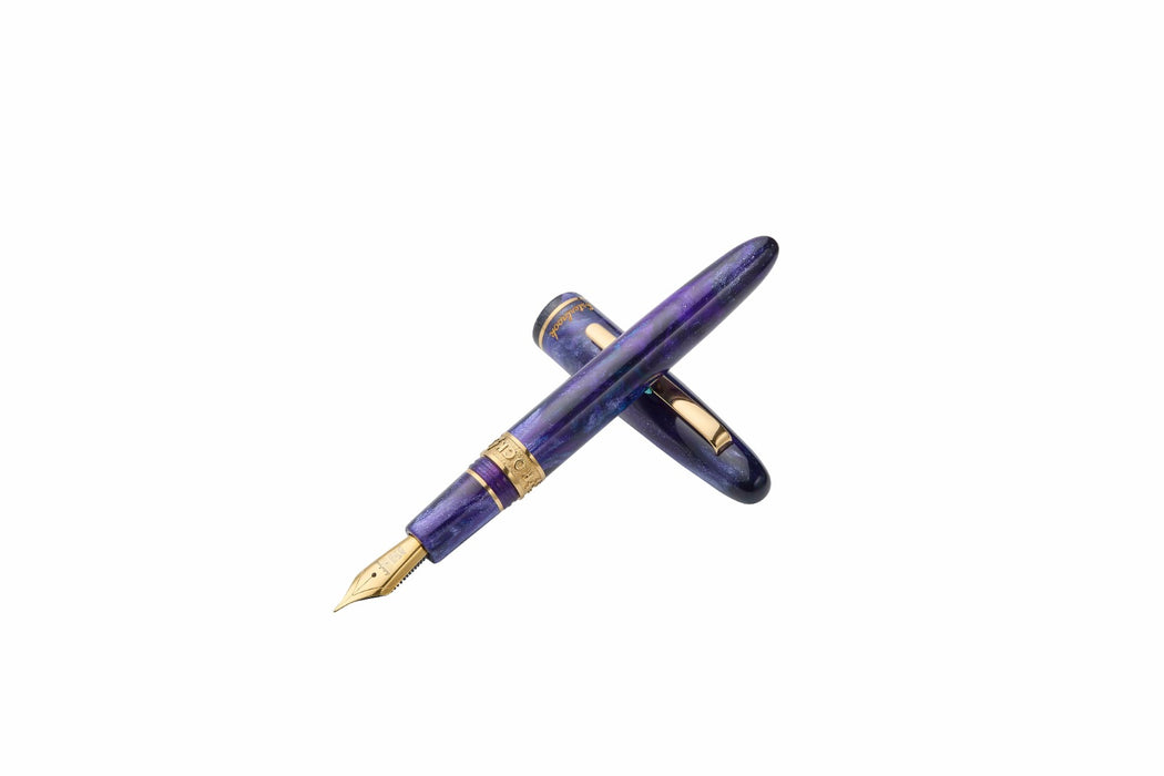 Esterbrook The Rockstar Estie fountain pen with a sleek black body and gold accents, featuring a metal clip and smooth writing nib.