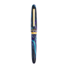 Esterbrook The Rockstar Estie fountain pen with a sleek black body and gold accents, displayed on a white background.