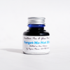 Papier Plume Forget-Me-Not Blue fountain pen ink in a glass bottle with vibrant blue ink visible inside.