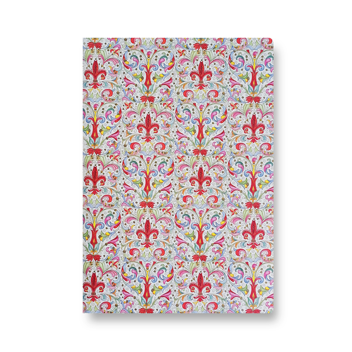 Kartos soft cover A5 journal with a textured exterior, featuring a minimalist design and the Giglio pattern on the cover.