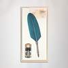 Green Bortoletti glass dipping pen set with feather design, ideal for calligraphy and artistic writing.