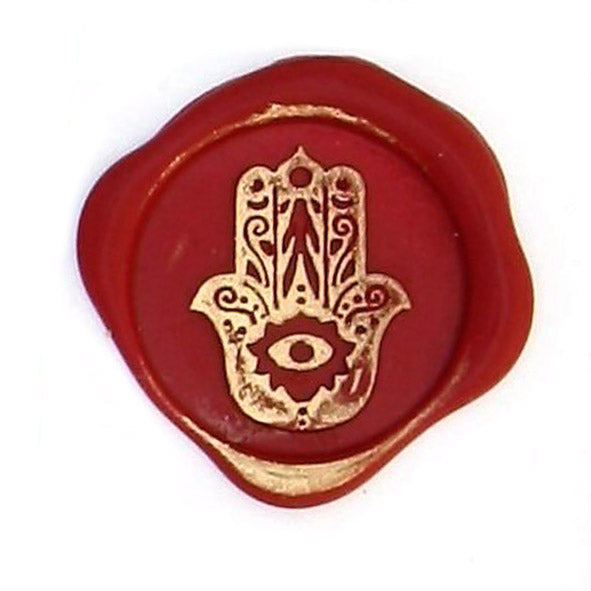 Bortoletti Symbol wax seal featuring a Hand of Fatima design on a plain background, showcasing detailed craftsmanship.