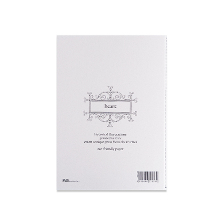 Rossi soft cover stitched A5 journal with a heart design on the front page, ideal for personal writing or note-taking.