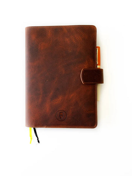 Eng Leather Co. - A5 Size - Leather Notebook Folio - Dark Toscano Brown - Papier Plume