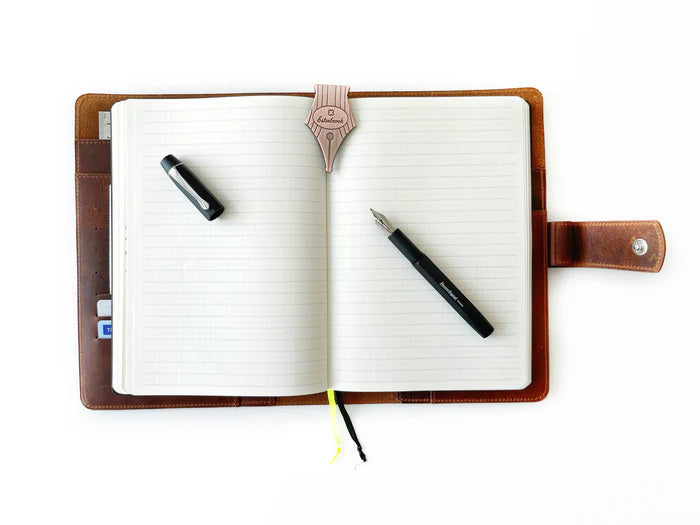 Eng Leather Co. - A5 Size - Leather Notebook Folio - Dark Toscano Brown - Papier Plume