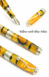 Jean-Pierre Lepine - Indigo Classic Murano - Fountain Pen - Yellow w/ Blue Filet - Papier Plume