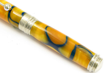 Jean-Pierre Lepine - Indigo Classic Murano - Fountain Pen - Yellow w/ Blue Filet - Papier Plume