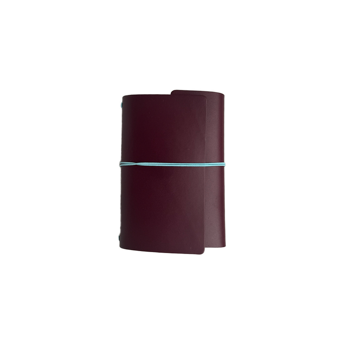 Imperfect Concepts #13 Jasper maroon A6 trifold journal cover with textured leather appearance and fold-over design.