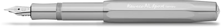 Kaweco AL Sport fountain pen with raw polished finish, showcasing its compact, sleek design and metallic texture.