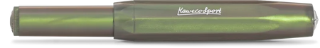 Kaweco Lunar Sport Shadow Green fountain pen with closed cap, sleek design and compact size for writing and drawing.