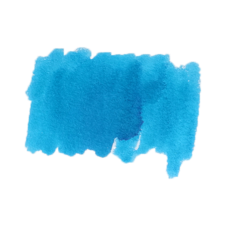 Bottle of Cathay Kirin fountain pen ink with vibrant blue liquid and label, designed for smooth writing and ink flow.