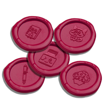 Set of five Papier Plume wax seals featuring decorative patterns, perfect for crafting and sealing invitations or letters.