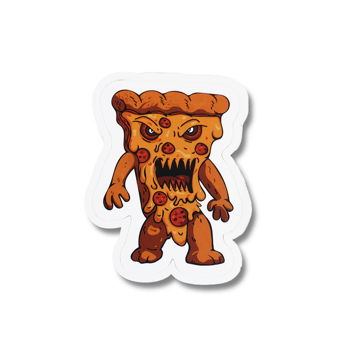 Manhattan Man-Eating Pizza sticker by Papier Plume featuring a playful pizza illustration on a clear background