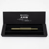 Monteverde Axis fountain pen with black body and gold accents, displayed on a white background.
