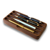 Elegant mahogany wooden pen tray by Eng Leather Co. features a smooth finish and compartments for organizing pens and stationery.