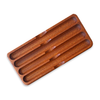 Mahogany wooden pen tray by Eng Leather Co. with compartments for organizing pens and small office accessories.