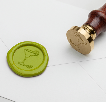 Papier Plume Frozen Margarita wax seal featuring a detailed margarita glass design, perfect for sealing letters and invitations.