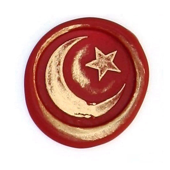 Bortoletti wax seal featuring a moon and star design, used for sealing letters or invitations.