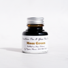 Moss Green fountain pen ink in a Papier Plume bottle, showcasing rich green ink for elegant writing.