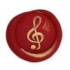 Bortoletti wax seal featuring a music note symbol, detailed design on cream-colored wax for vintage or elegant stationery.