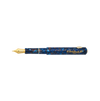 Esterbrook Niblet fountain pen with open blue nib and sleek black body, showcasing its elegant design and fine writing tip.