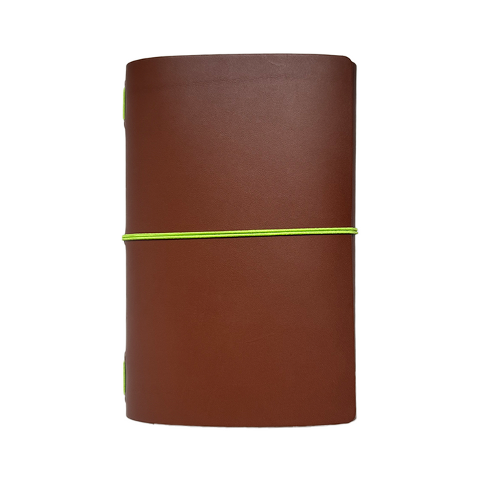Imperfect Concepts Ollie chocolate B6 trifold journal cover with textured design and fold-over closure.