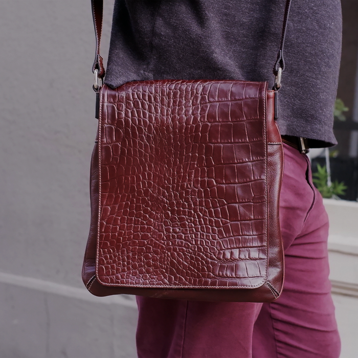 Munari Vachetta Cocco Leather Shoulder Bag - Papier Plume