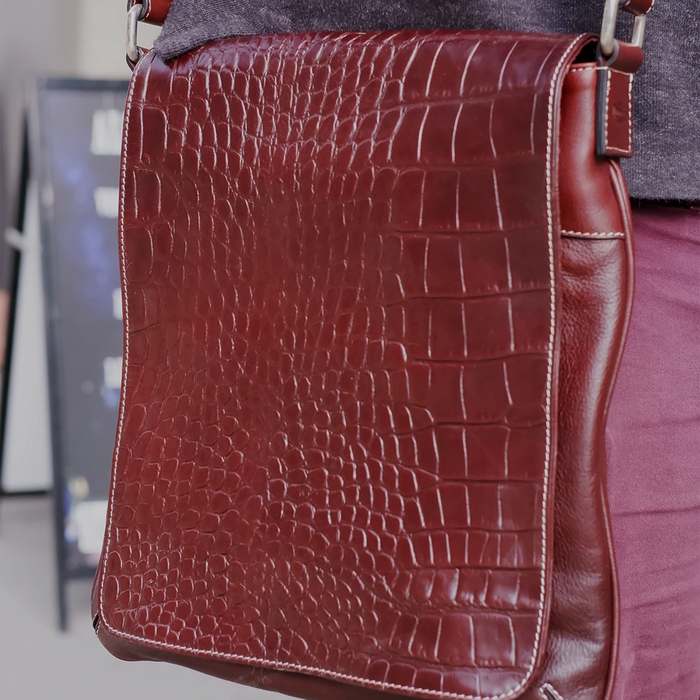 Munari Vachetta Cocco Leather Shoulder Bag - Papier Plume
