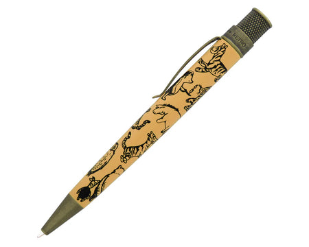 Retro 51 rollerball pen featuring A.A. Milne's The House at Pooh Corner and E.H. Shepard illustrations, side view.
