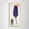 Purple glass feather dipping pen set by Bortoletti, featuring elegant feather design and fine point for calligraphy and writing.