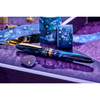 Esterbrook The Rockstar Estie fountain pen with a dark marbled finish and gold accents, displayed on a white background.