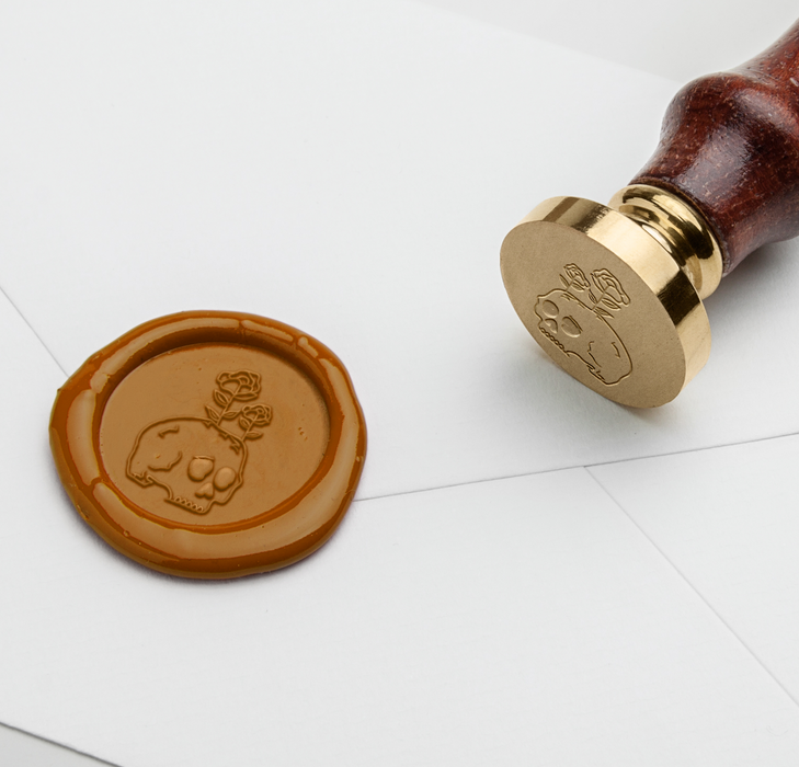 Papier Plume Halloween wax seal featuring a rose skull design from the Little Craft Fest collection