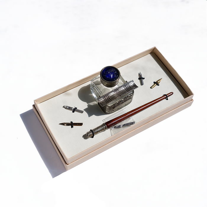 Bortoletti Calligraphy Set 65 with elegant calligraphy pens and accessories in a sleek presentation box.