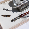 Bortoletti Calligraphy Set 65 with elegant calligraphy pens and nibs displayed on a white background for artistic writing.