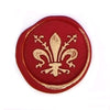 Bortoletti Symbol wax seal with intricate design, used for sealing letters or documents, showcasing craftsmanship and detail.