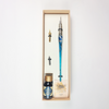 Bortoletti glass dipping pen set with 20 aquamarine-colored pens, showcasing elegant handcrafted glass writing instruments.
