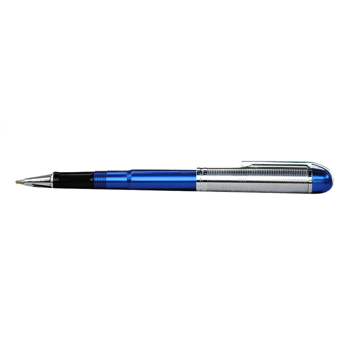 Wahl-Eversharp Skyline rollerball pen with sleek blue barrel and silver accents, showcasing its elegant design.