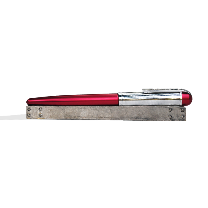 Red Wahl-Eversharp Skyline rollerball pen with sleek design, featuring a shiny finish and gold accents.