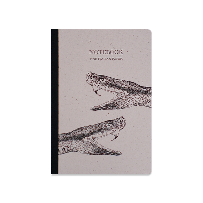 Rossi snake-themed soft cover journal with a textured snake skin pattern and lined pages for writing or note-taking.
