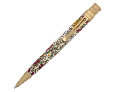 Retro 51 Beauty and The Beast Tornado rollerball pen with detailed literary and Beast-themed design on smooth metal surface.