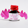 Image of Papier Plume New Orleans Collection fountain pen ink bottle with colorful wig and boa accessories in the background.