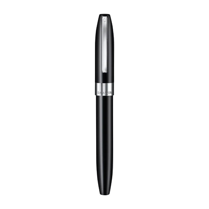 Sheaffer Legacy black fountain pen with gold accents, featuring a sleek design and a glossy finish.