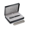 Sheaffer Legacy black fountain pen with gold accents, showcasing a sleek and elegant writing instrument.