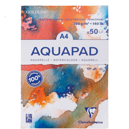 Clairefontaine Aquapad watercolor artist pad with 300gsm textured paper, suitable for detailed watercolor painting and mixed media.