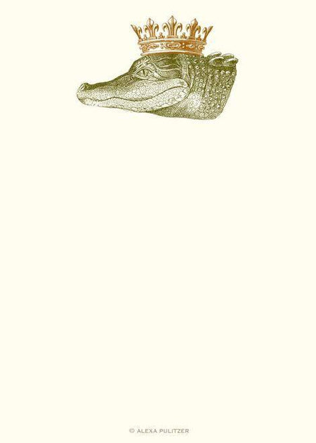 Alexa Pulitzer King Gator vertical A7 notes pad with decorative gator design and white pages, branded as Alexa Pulitzer.